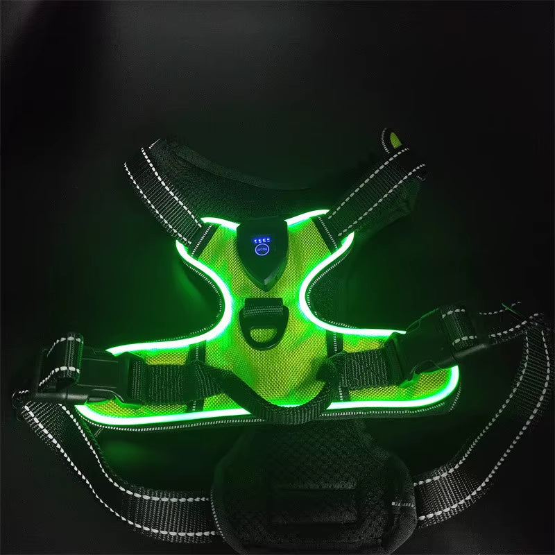 LED Glowing Luminous Dog Harnesses Essential for Dog Walking Safety at Night Dog Vest with Three LED Light Modes Rechargeable
